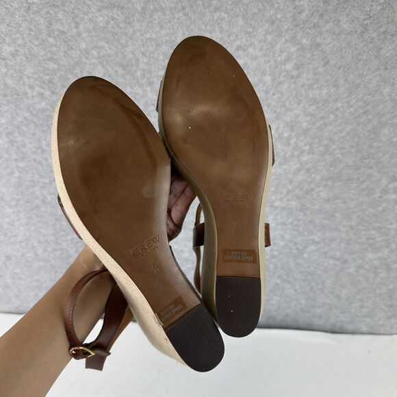 J. Crew Lila Platform Wedges Sandals Shoes Ankle Strap Leather Brown Sz 11 Italy - Picture 6 of 10